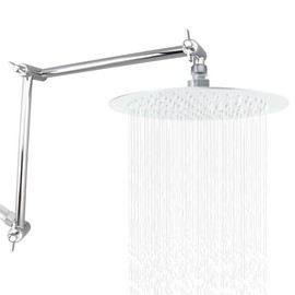 19 Inch Shower Head Extension Arm, Upgrade Flexible Height & Angle Adjustable Shower Arm Extender with Lock Joint, G1/2 Universal Connection for Rain & Handheld Shower Head (Chrome, 19)