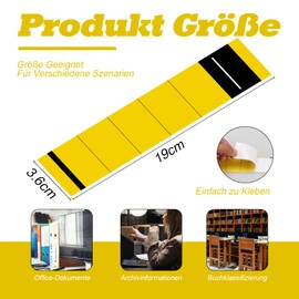 BEIMEIII Pack of 50 Yellow 3.6 x 19 cm Folder Spine Labels