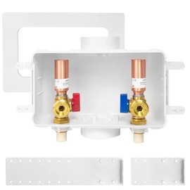 HeSun Washing Machine (Laundry) Outlet Box, 1/2 Inch CPVC Inlet x 3/4 Inch MHT Outlet, Pex Washer Box with Center Double Drain, with Copper Water Hammer Arrestor