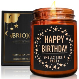 Briojoy Fun Happy Birthday Gifts for Best Friend Women Men - Birthday Party Candle - Bday Presents for Mom Wife Sister Girlfriend Daughter Coworker - Relaxing Vanilla Ice Cream Soy Candle for Her Him