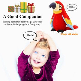 iNszkoos Talking Parrot Repeat What You Say Electronic Mimicry Pet Plush Toy, Funny Pronunciation Talking Parrot Soft Toy, Good Helper in Learning to Speak for Kids Funny Gifts