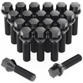 M14x1.5 Extended Lug Bolts, 20PCS Solid Wheel Bolt for Wheel Spacer, Conical Seat 60 Degree 17mm Hex 40mm Shank 64mm Length Black Studs Set for 2003-2010 X3 E83 2000-2005 X5 E53 2002-2008 7 Series E6x