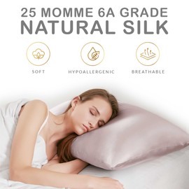 HYDE LANE Pure 25 Momme Silk Pillowcase for Hair and Skin, 100% Natural Mulberry Silk with Hidden Zipper, 2 Pack (King 20x36 Pink)