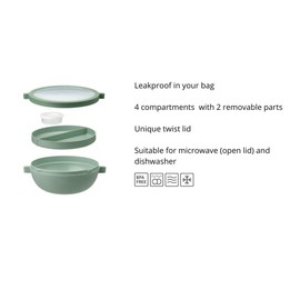 Mepal - Bento Vita Bowl - Lunch Box with Compartments - Extra Dressing Lid & Tray - Bento Box - Salad Box To-Go - 1500 ml - Vivid Blue