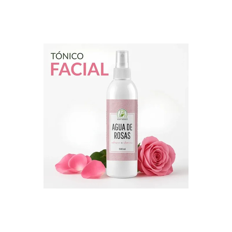 Productos Mart Mexico Tónico Agua de Rosas 500ml Hidratante Hipoalergénico