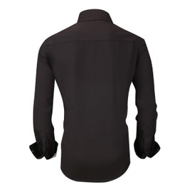 Alex Vando Mens Dress Shirts Wrinkle Free Regular Fit Stretch Rayon Bamboo Button Down Shirt,Black,XXL