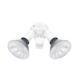 Xtricity LED Dual Head Motion Sensor Security Light, Outdoor Fixture, 2 Bulbs Included (18.5W, 5000K Daylight, 1400 Lumens), Dusk to Dawn, Weatherproof, ETL Certified, White (2 Bulbs Included)