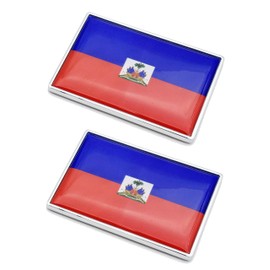 2 Pcs 3D Haiti Haitians Flag Metal Car Stickers Chrome Decals,2.3 x 1.6 Inch Metal Truck Stickers,Patriotic Car Motorcycle Emblem.