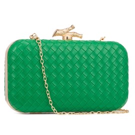 CHUNLI - Monederos de mano para mujer, de noche, boda, elegante, tela formal, de piel sintética, para mujer, tela verde