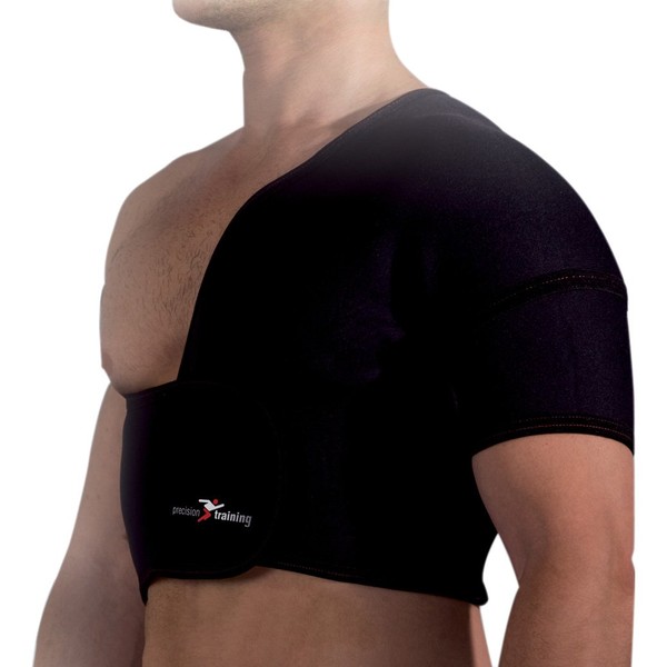 Precision Training Neoprene Half Shoulder Support (Left) - Black/Red, large