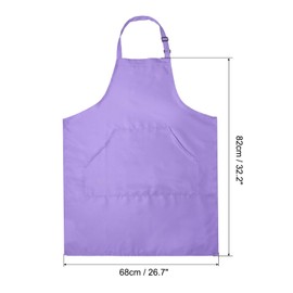 HARFINGTON Kitchen Cooking Aprons 82x68cm Adjustable Bib Waterproof Long Ties Chef Apron with 2 Pockets for Men Women Chef, Purple
