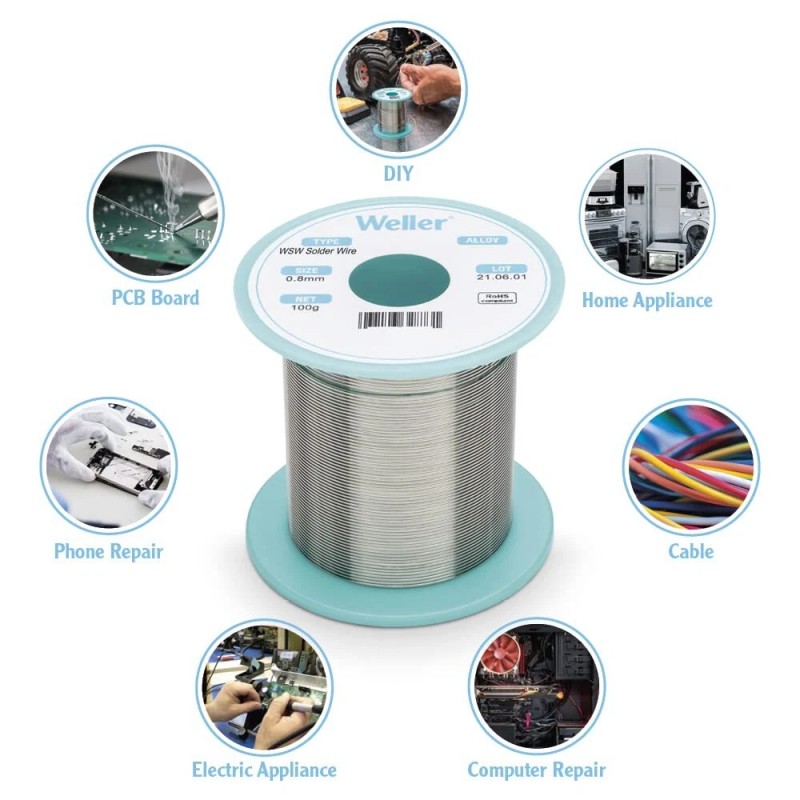 Weller WSW Solder Wire 100 Continuous Flux Core Optimized Performance
