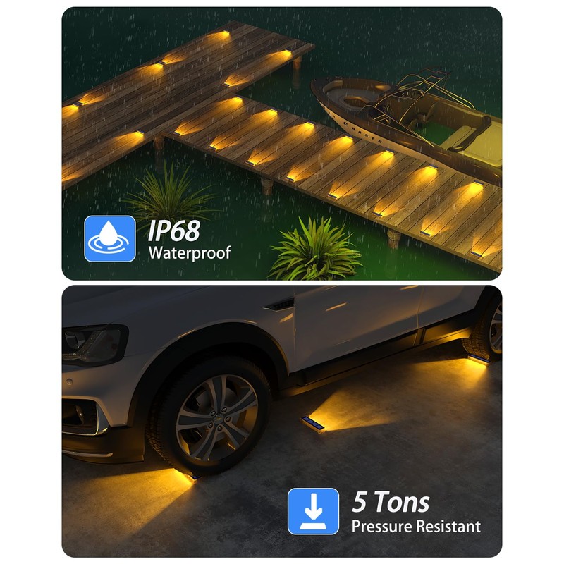 DetarZinLED Solar Step Lights for Outside,8 Pack Solar Stair Lights