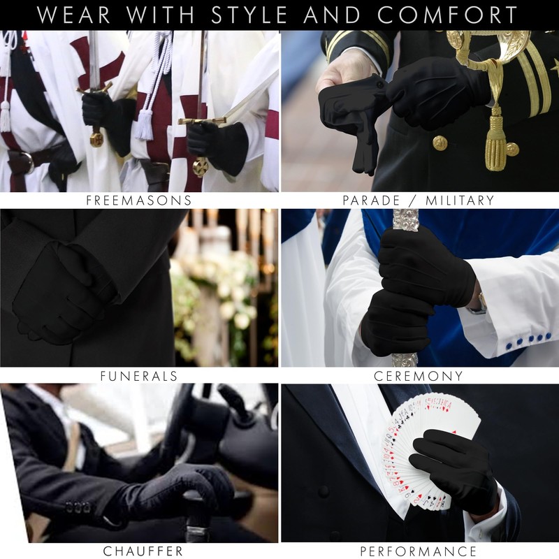THE MASONIC COLLECTION - Plain Cotton Gloves for Men -