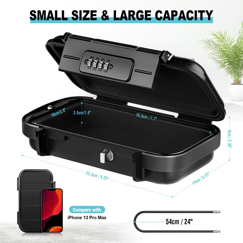 HUANLANG Portable Safe Lock Box with Combination Lock Mini Beach