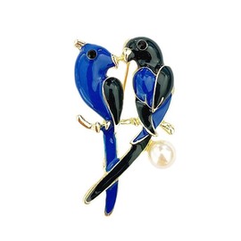 Blue Parrot Brooch Pearl Bird Brooch Pin Two Parrot Bird Animal Brooch Pin Parrots on a Branch Brooch Pin Wedding Bridal Gift for Women Men