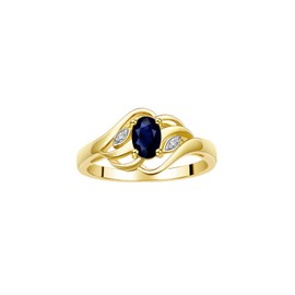 RYLOS Rings for Women 14K Gold Plated Silver Ring Classic Style Birthstone Ring 6X4MM Gemstone & Diamonds September Sapphire Jewelry for Women Sterling Silver Rings for Women Size 5,6,7,8,9,10