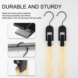 GlamorDove 5Pcs Acrylic Hair Extension Hangers with Non-Slip Mat & 360° Rotating Clip for Wig, Scarf & Clothing Storage