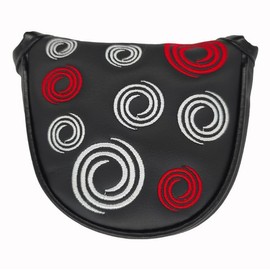 Black Magnetic Putter Head Covers, Mallet Putter Headcover With Circle Embroidery, Head Covers