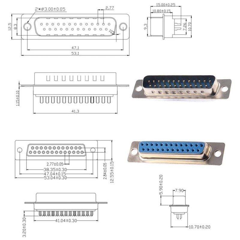 PENGLIN 10 x DB25 plug and 10 x socket soldering