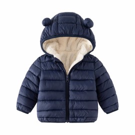 CECORC Winter Coats for Kids with Hoods Light Puffer Jacket for Girls, Boys | Baby, Infants, Toddlers, 6-12 Months,Navy(with fleece inside)