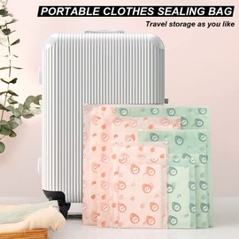 Travel Seal Storage Bags with Resealable Slider Closure, Roll-Up Compression Space Saver, Slider Zip-Lock T-Shirt Pouch, Zip Bags for Packaging Clothes, Shoes (Green)