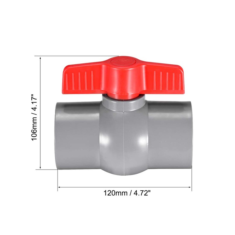 sourcing map 50mm PVC Ball Valve for Water Supply Pipe,