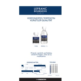 Lefranc & Bourgeois Purified Turpentine Oil Oil Paint 250ml Bottle