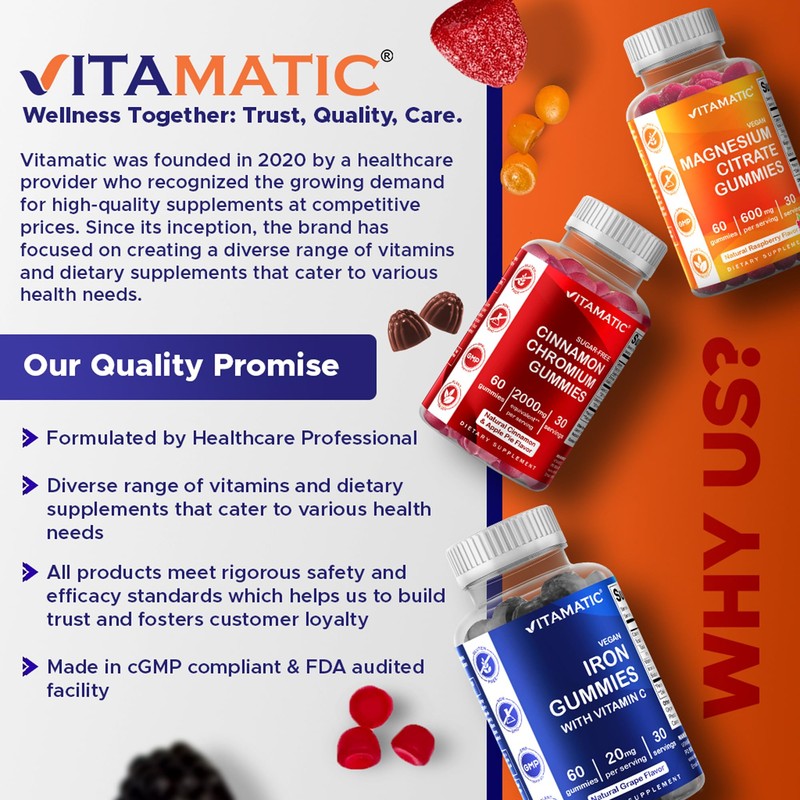 Vitamatic Extra Strength Glucosamine Chondroitin Gummies with MSM, Turmeric &
