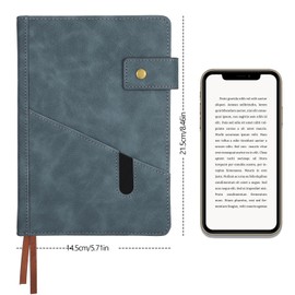 Thboxes Notizbuch A5 Liniert, Journal Notebook mit 180 Blatt/360 Seiten Hardcover PU Leder Notizbuch mit 100gsm Dickem Papier Druckknopf Innentasche Notizbücher Liniert für Büro Schule (Blau)