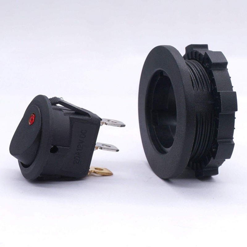 weideer 12V Round Rocker Switch with Shell Red LED Light