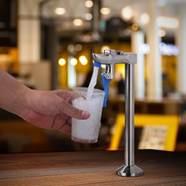 WOWOW Glass Filler Faucet 9 Inches, Deck Mount Pedestal Glass Filling Water Station Brushed Nickel, G1/2" Male Filling Station for Bar Hotel Restaurant and Dining Hall
