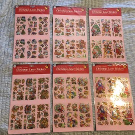 Pride 266 VTG Christmas Static Cling Sticker Lot 80s Metallic Prism Santa Scrapbook