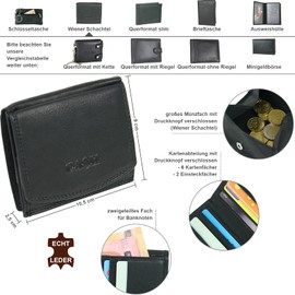 CA$H - Men's Wallet Landscape Format - Genuine Leather Wallet, Viennese box, Classic