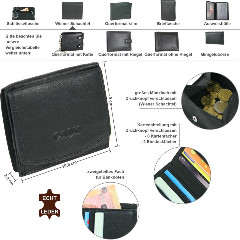 CA$H - Men's Wallet Landscape Format - Genuine Leather Wallet,