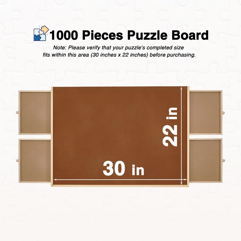 Tilting Puzzle Board with Drawers and Cover, 1000 Piece, 30"