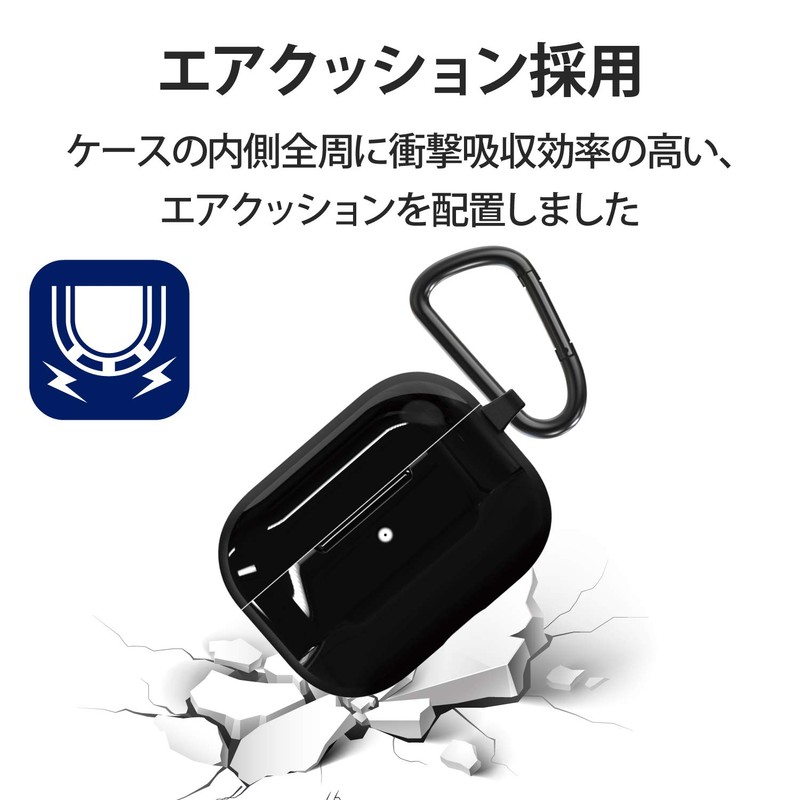 Elecom AVA-AP2TSBK AirPods Pro Compatible Tough Slim Case (with Carabiner)