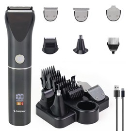 BEPER P304CAP050 Set Rifinitore Multifunzione TrimX 12 – Tagliacapelli, Regolabarba, Rifinitore Naso e Orecchie – 12 Accessori Inclusi, Lame in Acciaio, Display LED, USB-C Ricaricabile – 2h Autonomia