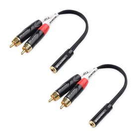 Cable Matters RCA 3.5mm Stereo Audio Splitter Converter Cable, 2 Pack Dual RCA 3.5mm Converter Adapter, Black