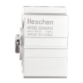 Heschen Pneumatic Compact Aluminium Air Cylinder, SDA 40-10, Bore 40 mm, Stroke 10 mm, PT1/8 Inch Connection Size, Double Acting