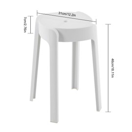ILWorkTLs 5 Pcs Plastic Stackable Stools,Backless Classroom Stools,Portable School Chairs,White
