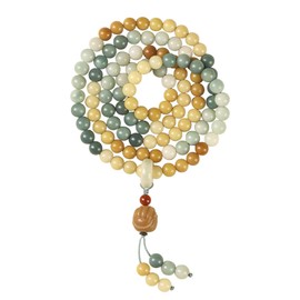 Mansiyuyee Colorful Bodhi Seed 108 Mala Beads Bracelet for Women with Praying Hands Buddhist Prayer Beads Necklace