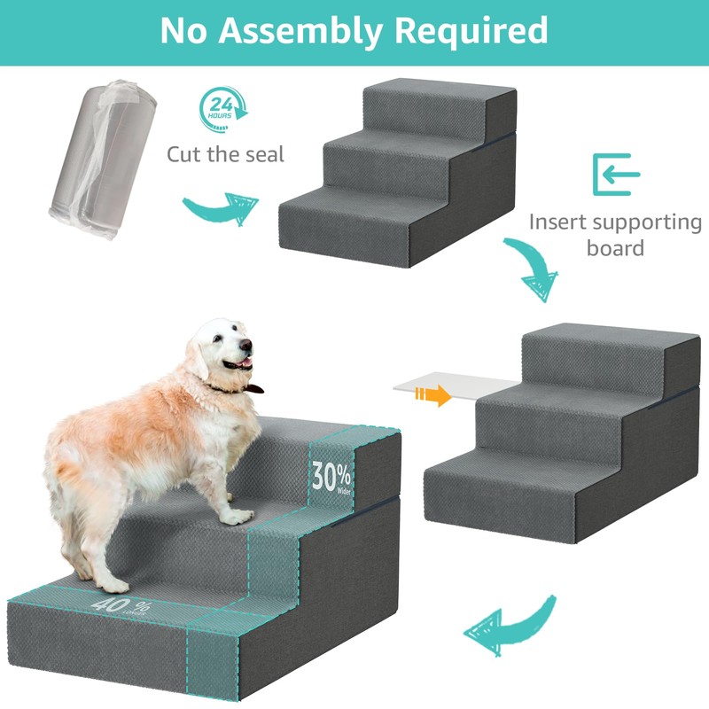 YENING Large Dog Stairs for High Beds - Extra Wide