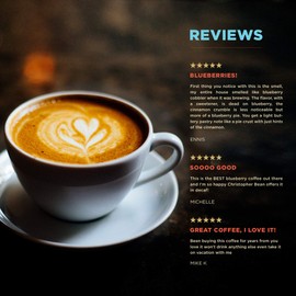 Christopher Bean Coffee - Blueberry Crumble Flavored Coffee, (Decaf Ground) 100% Arabica, No Sugar, No Fats, Made with Non-GMO Flavorings, 12-Ounce Bag of Decaf Ground coffee