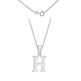 Tuscany Silver Women's Sterling Silver Initial H Pendant on Curb Chain of Length 46 cm/18 Inch