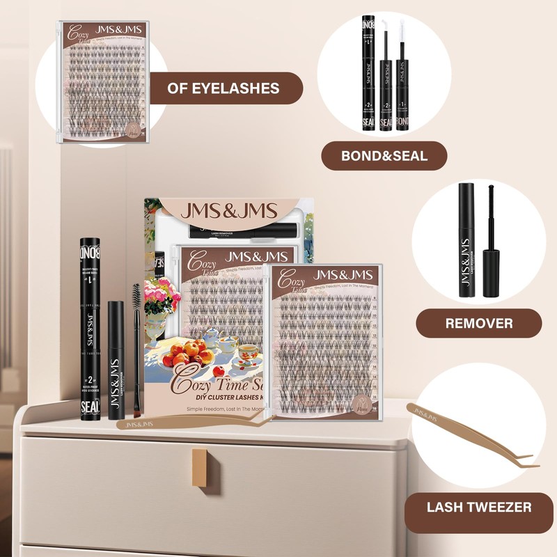 JMS&JMS Venus Lash Clusters Kit Natural Velour Lash Clusters Invisible