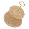 2 Tier Rattan Serving Standing Trays Round Woven Bread Fruit