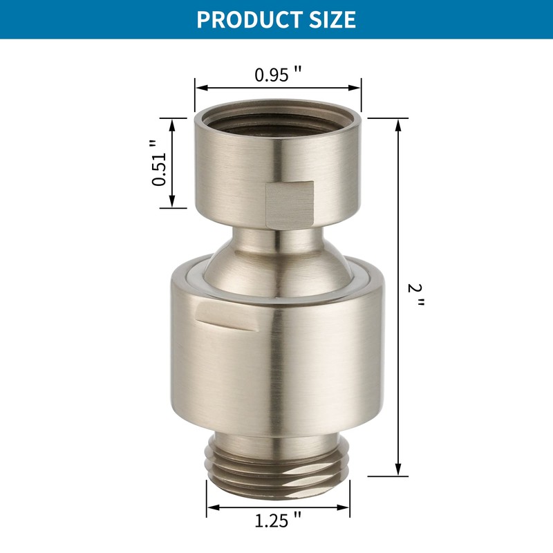 Hibbent All Metal Shower Head Swivel Ball Joint Adapter, Conector