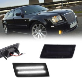 GTINTHEBOX Smoked Lens Front White LED Side Marker Light Compatible with 2005-2014 Chrysler 300,Replace OEM Sidemarker Lamps