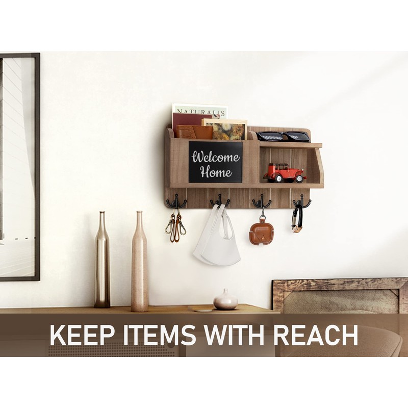 Rebee Vision Farmhouse Key and Mail Holder for Wall -